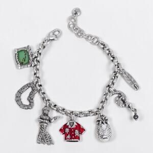 Brighton Hawaii State Charm Bracelet Retired Hula Pineapple Surfboard Mermaid